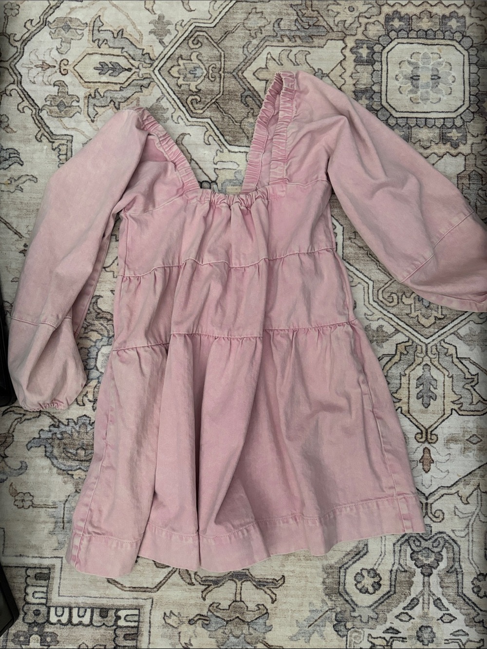 Free people pink oversized jean dress.